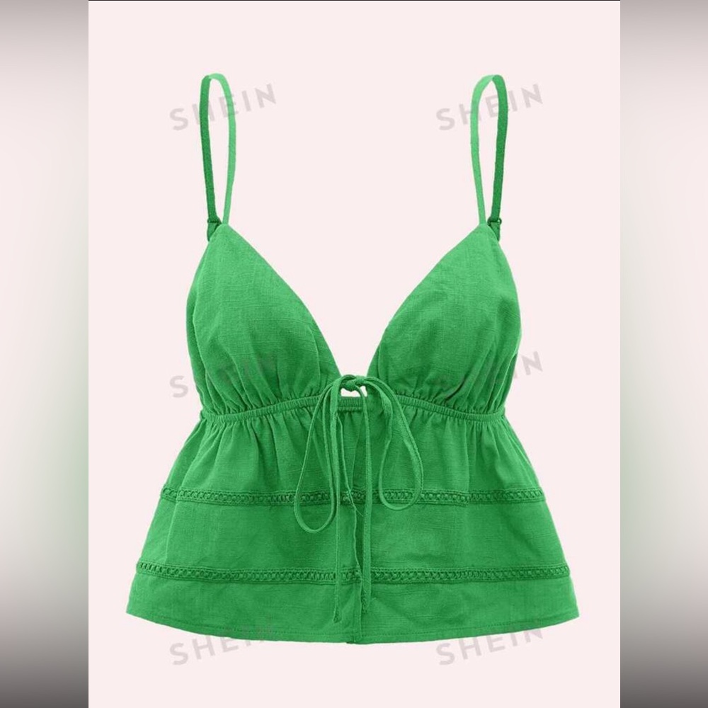 tie front green top